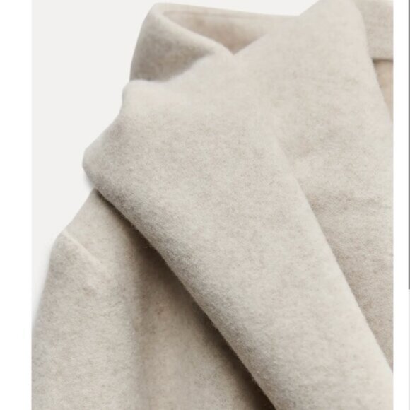 Zara Belted Soft Hooded Longline Coat Jacket Ecru scandi minimalist soft XS - Picture 6 of 16